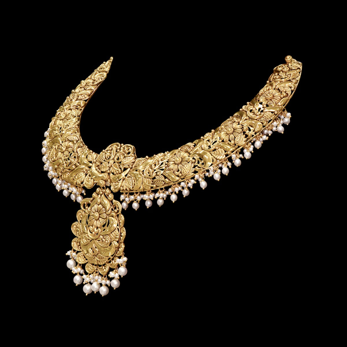 Little Pearls Intricate Gold Necklace