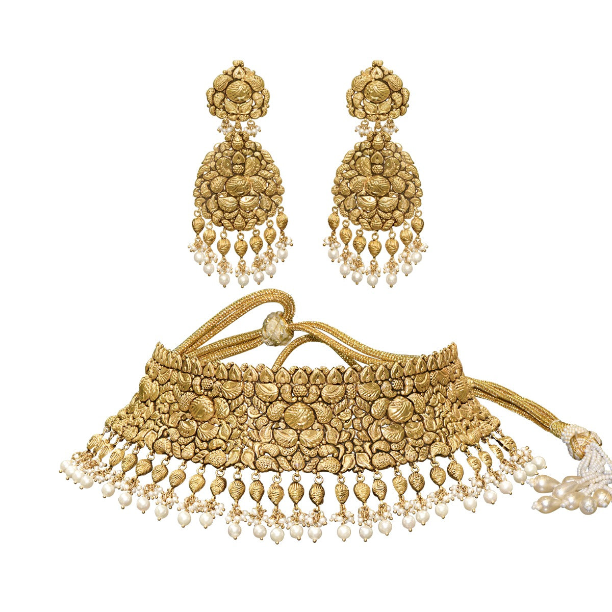 Tiny Conch Pearls Gold Choker Set