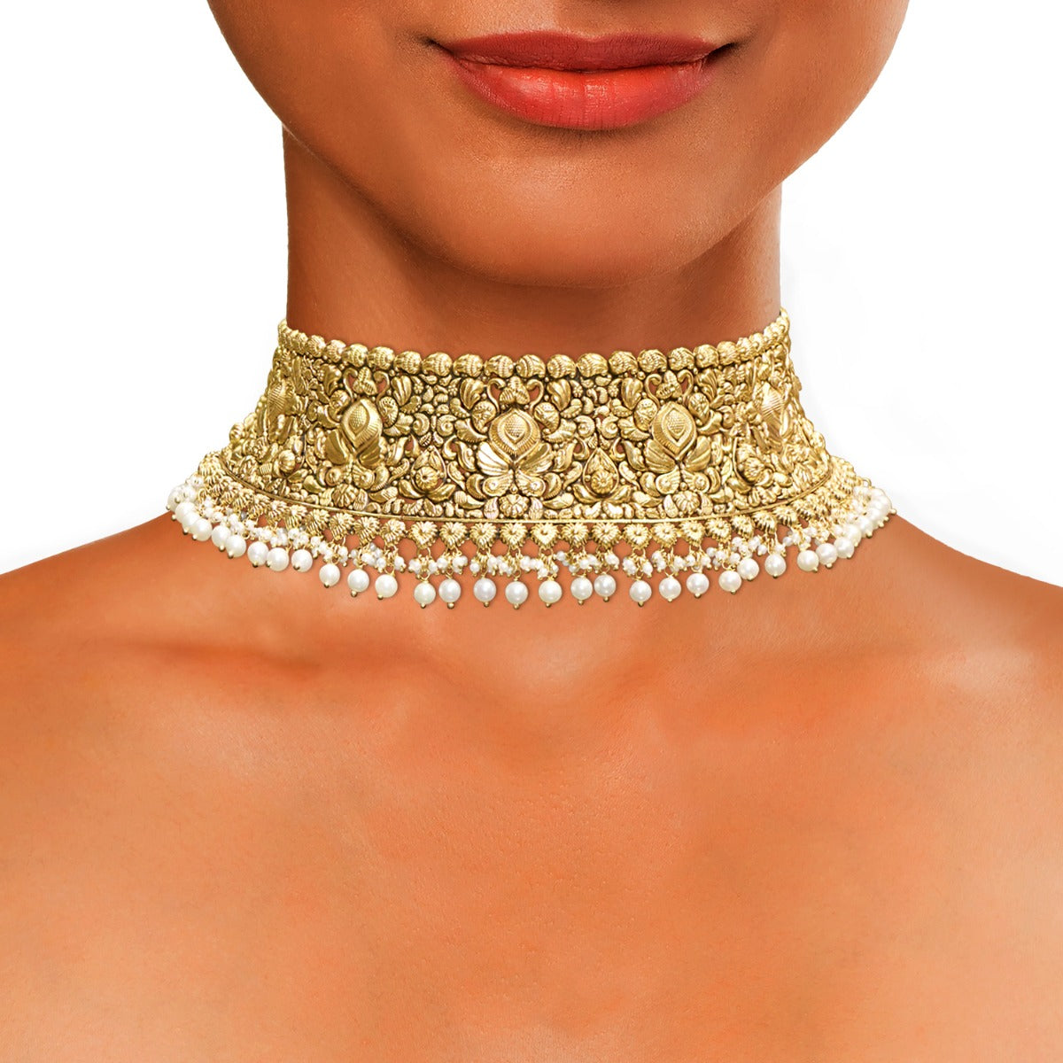 Rose Buds Gold Choker Set