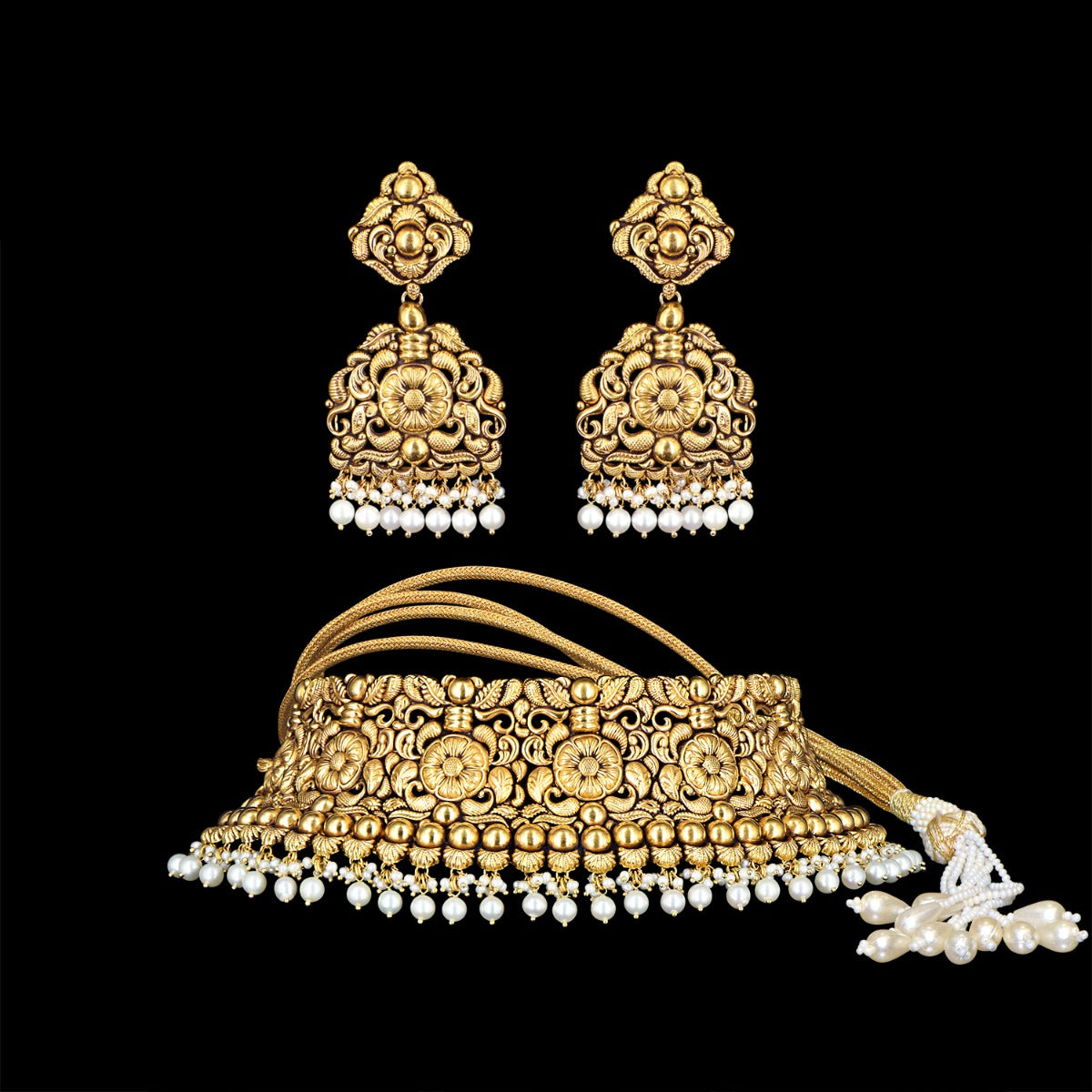 Charming Floret Gold Choker Set