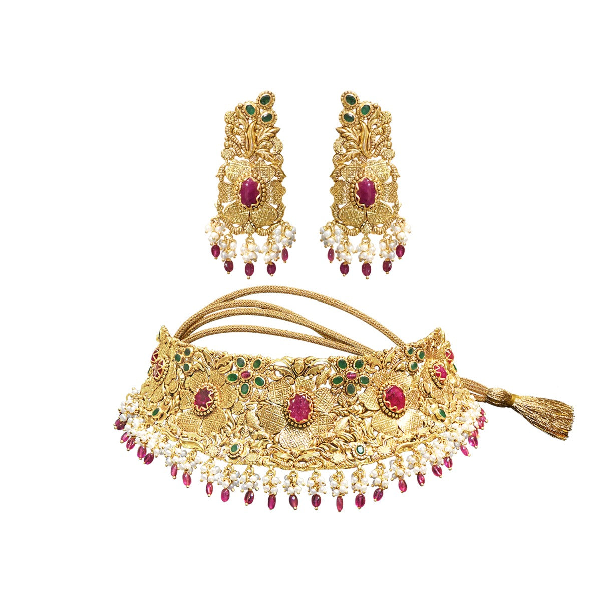 Begonia Floweret Gold Choker Set