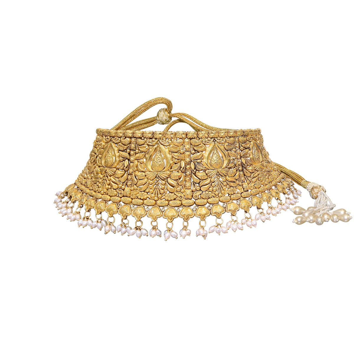 Vanya Ornate Pearls Gold Choker