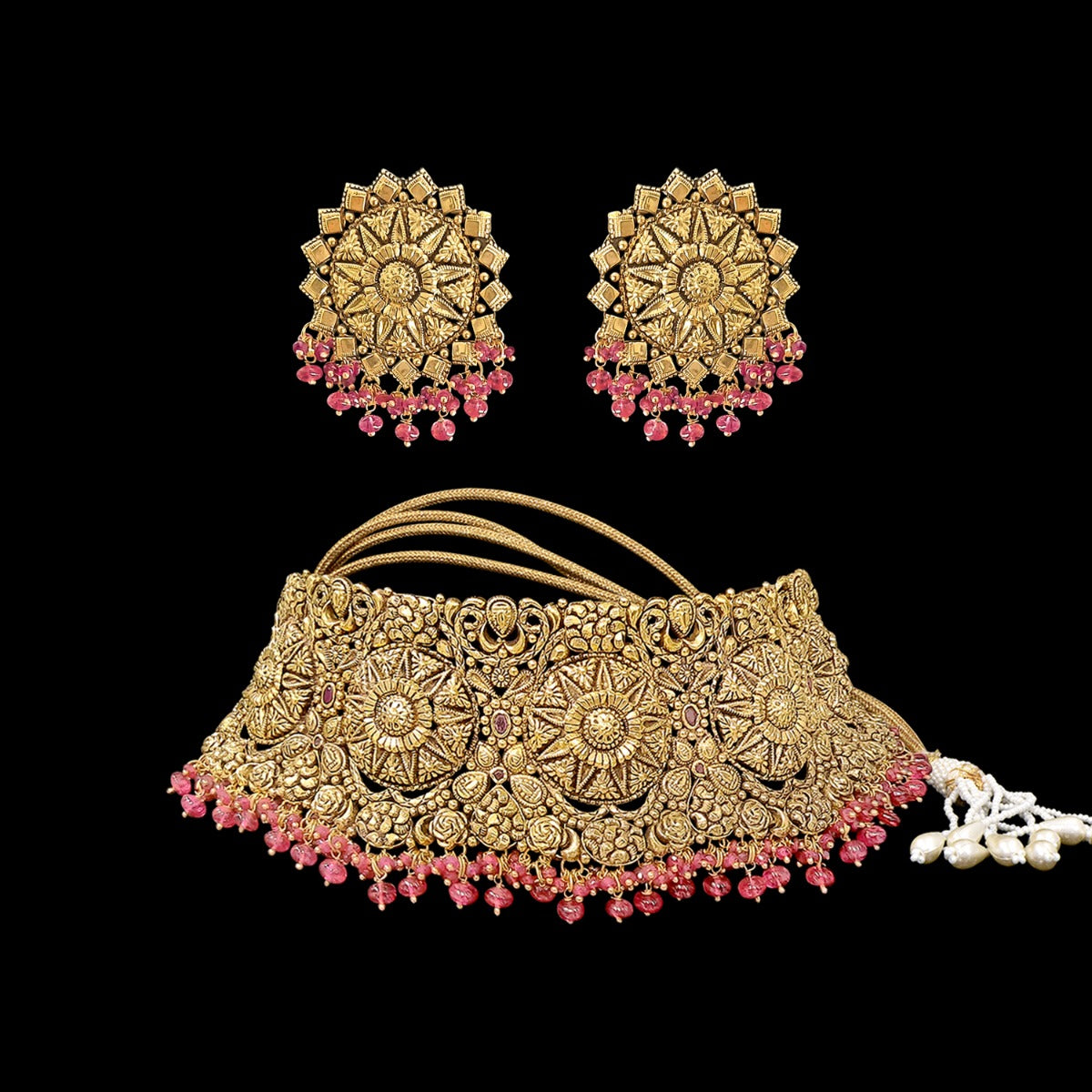 Floral Sunshine Gold Choker Set