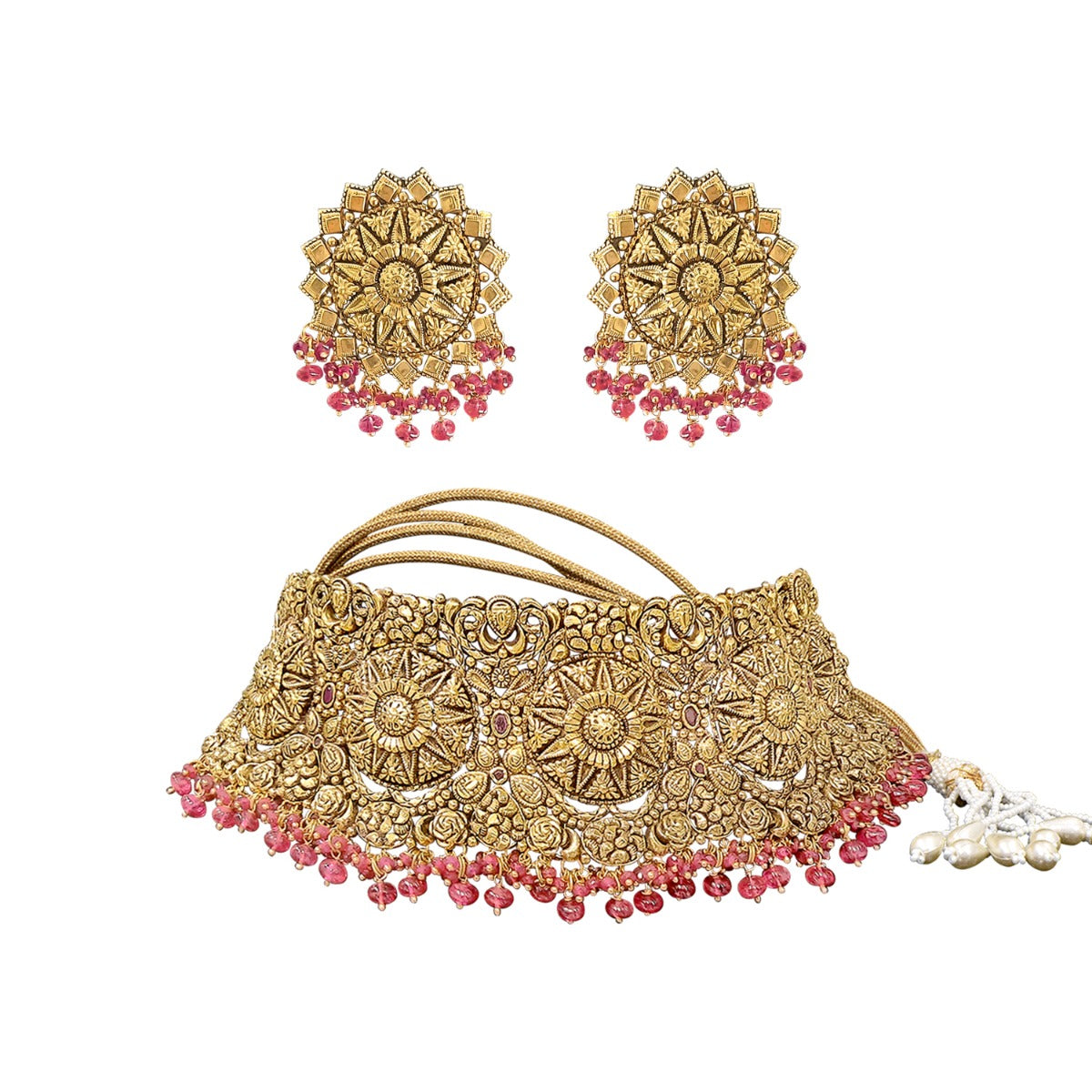 Floral Sunshine Gold Choker Set