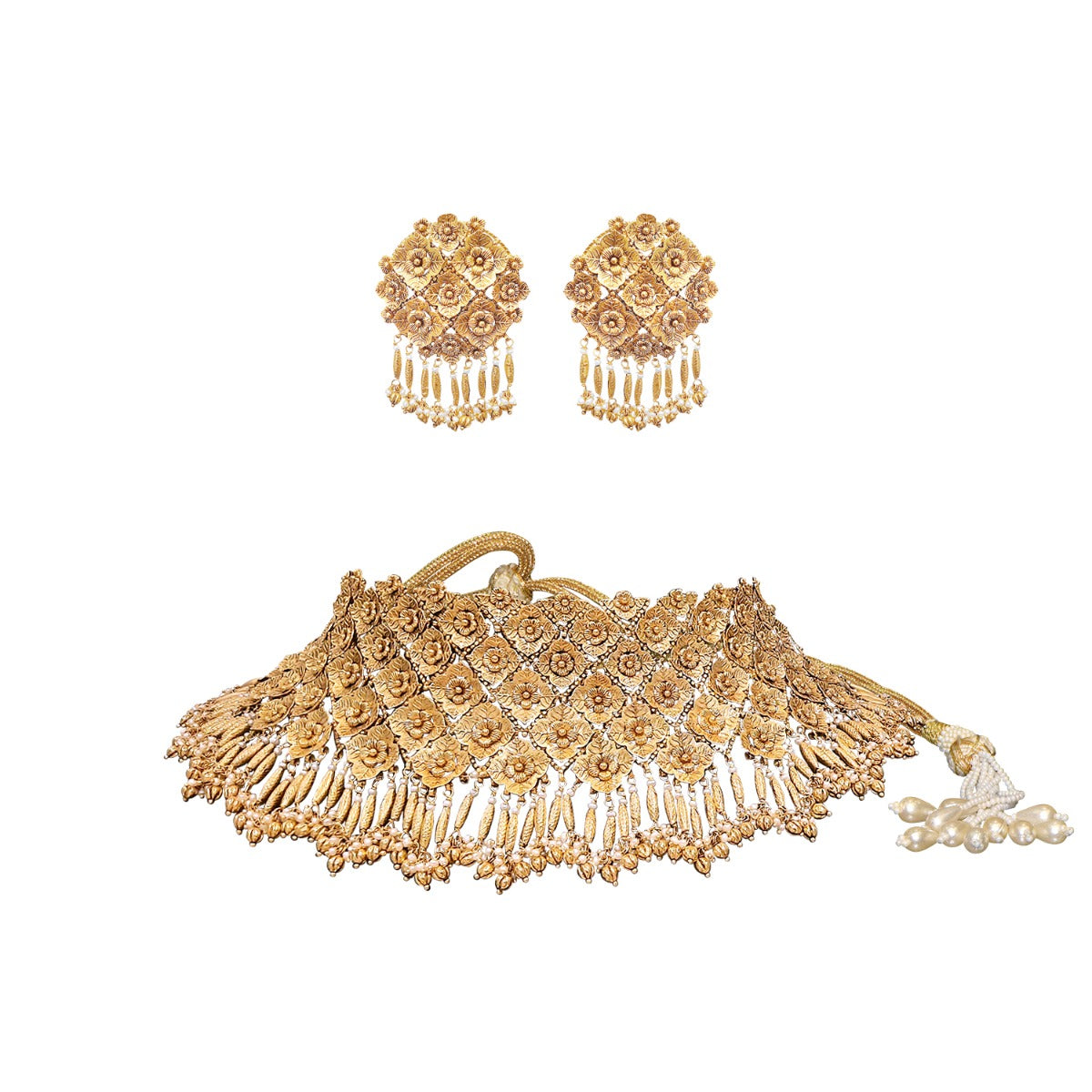 Freesia Floral Gold Choker Set