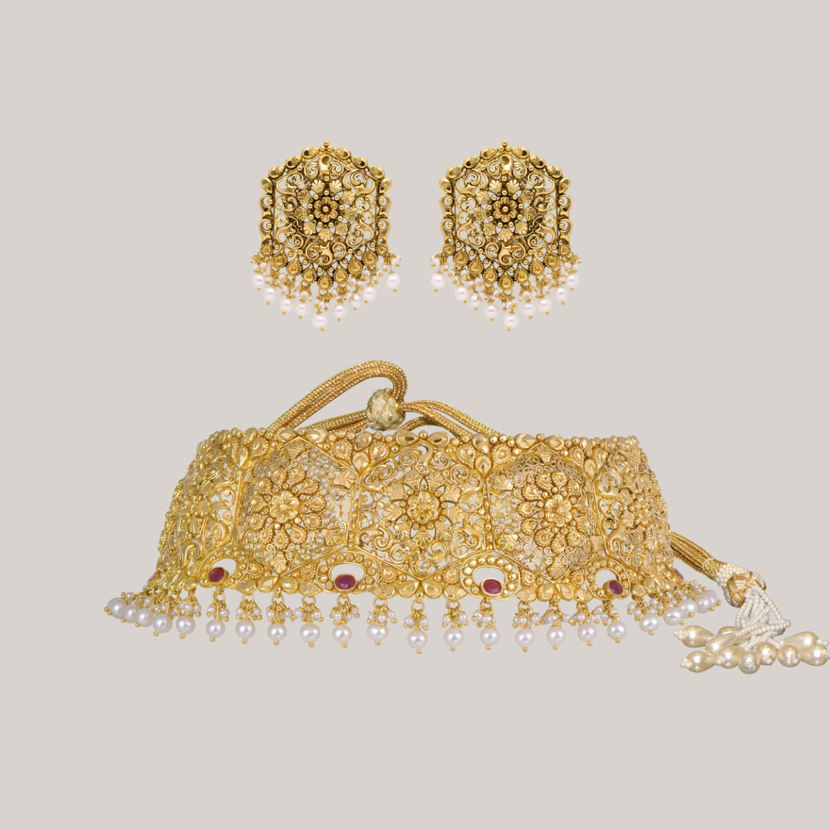 Flowery Arch Gold Choker Set