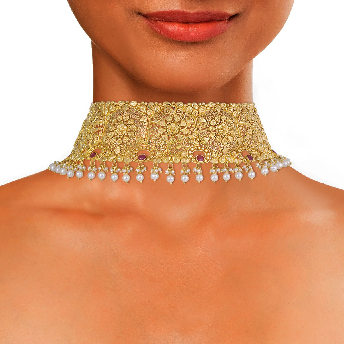 Flowery Arch Gold Choker