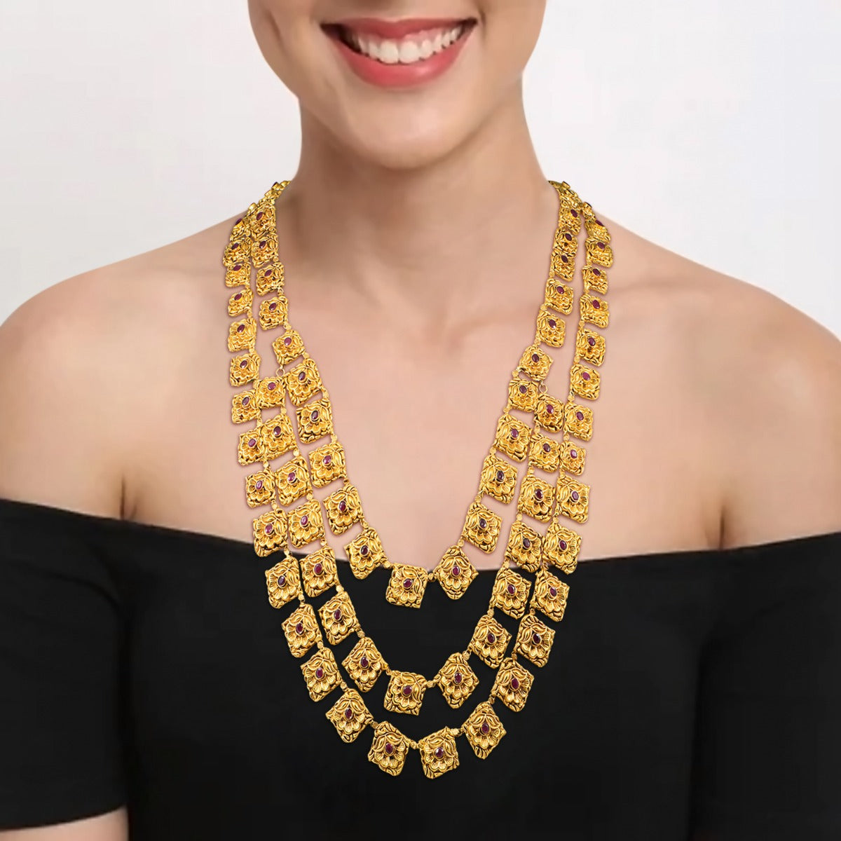 Hailee Square Gold Long Necklace