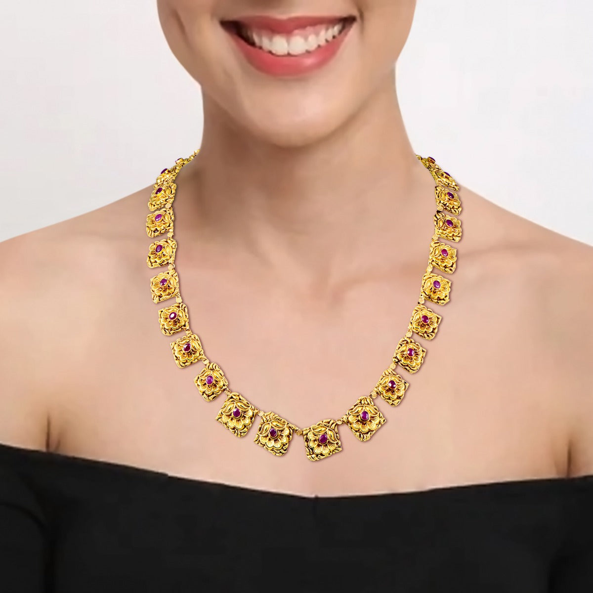Doris Square Gold Long Necklace