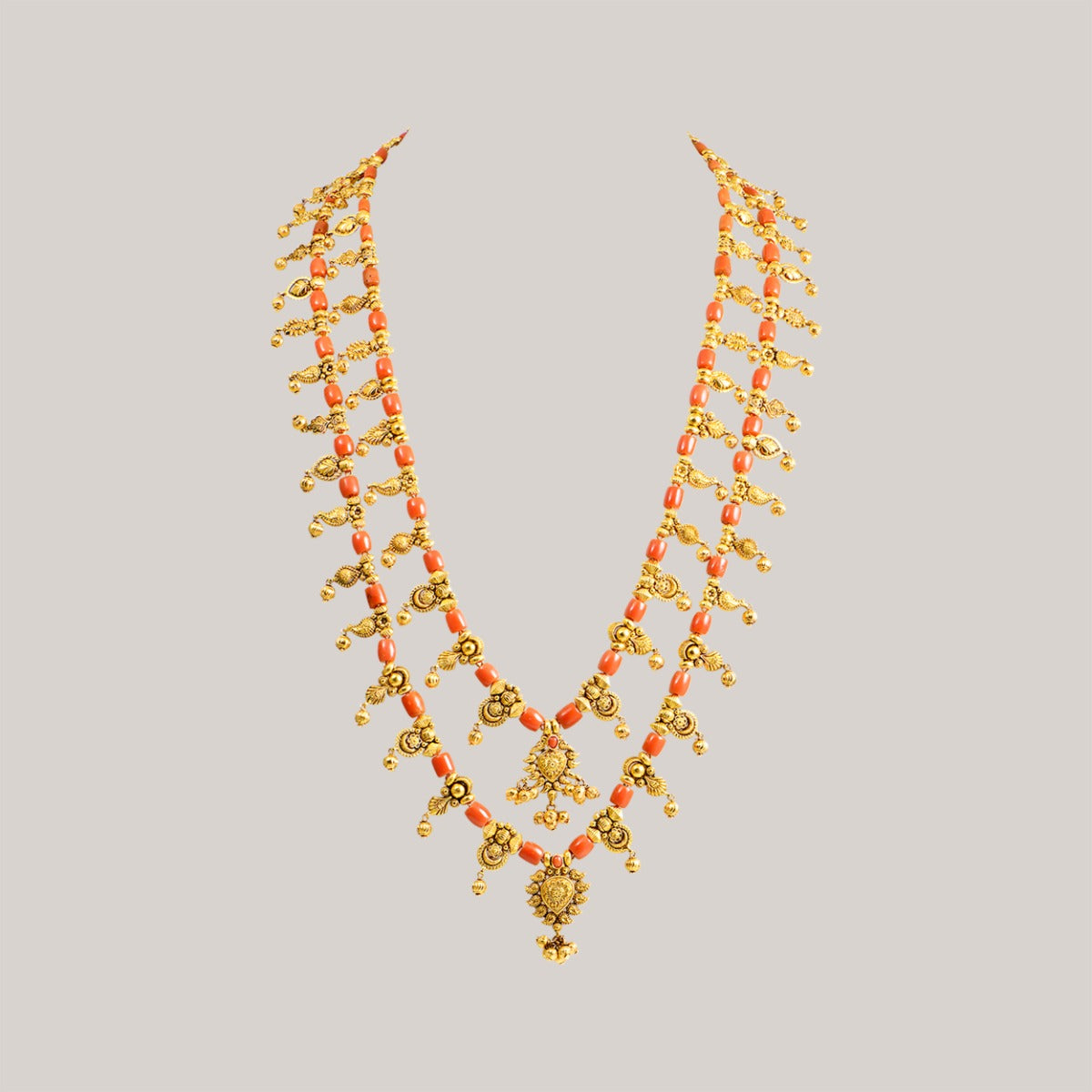 Kaashi Two Tier Strand Gold Necklace