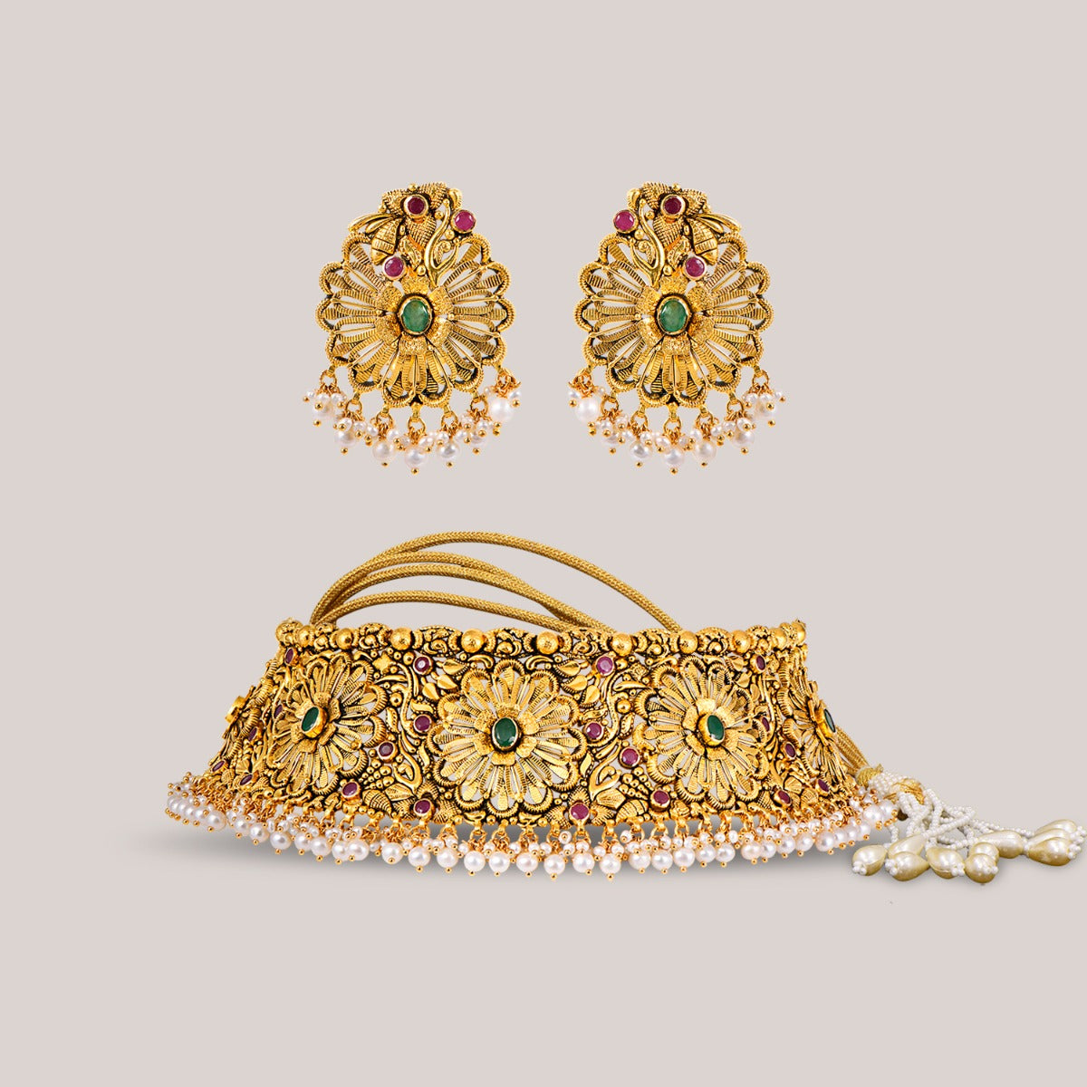 Magnolia Fluer Gold Choker Set