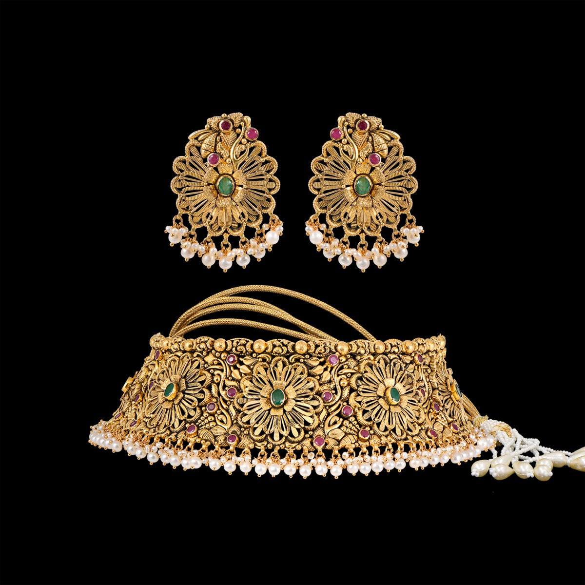 Magnolia Fluer Gold Choker Set