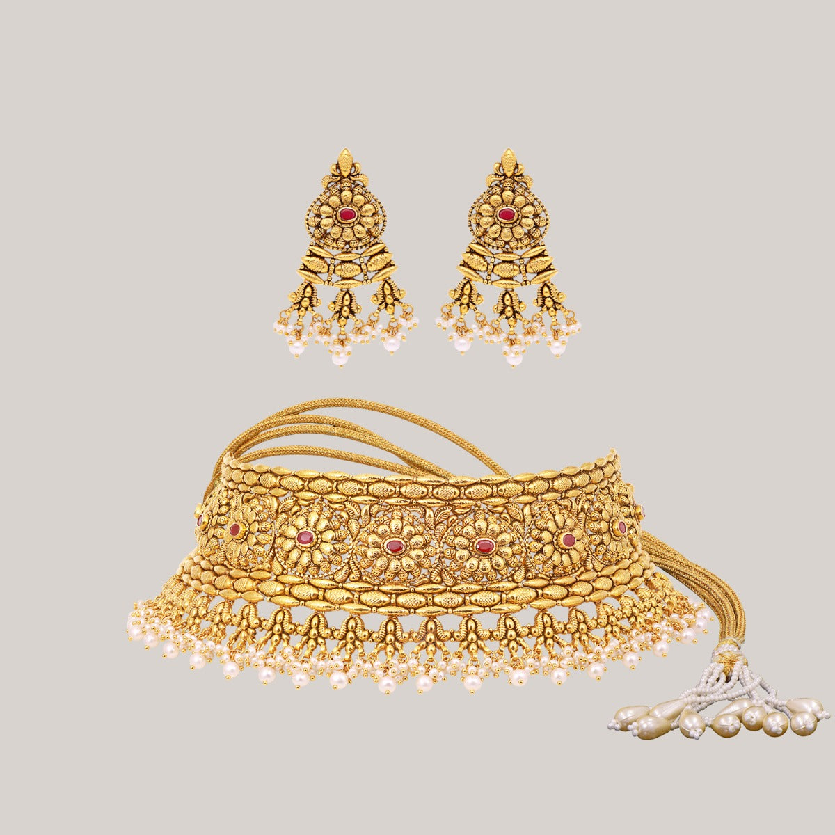 Ruby Magdalene Gold Choker Set