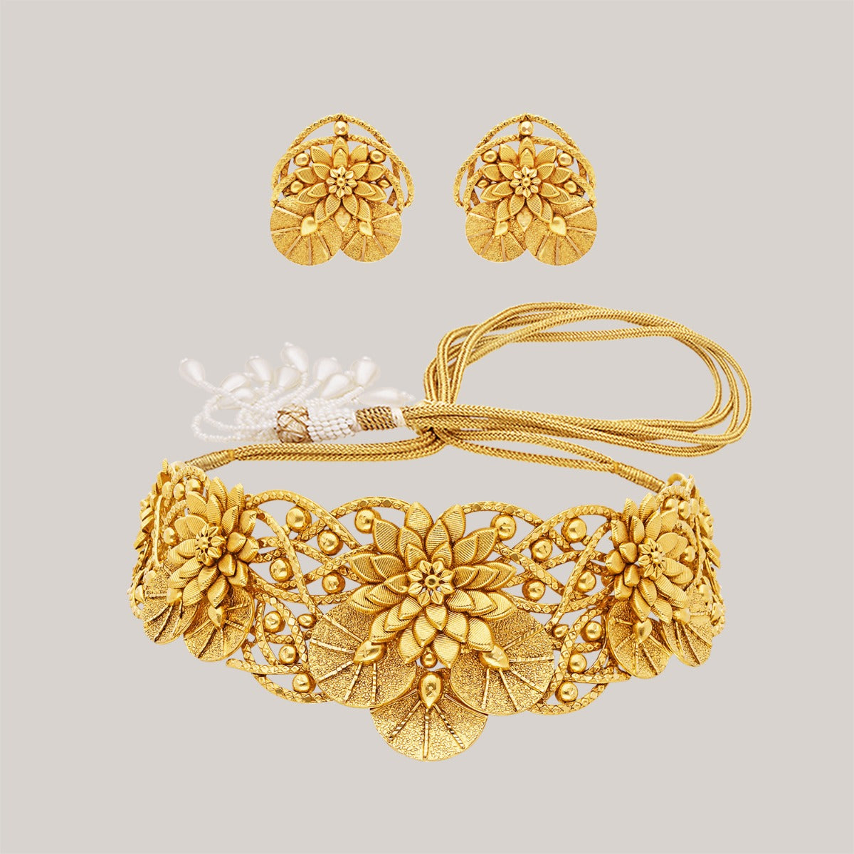 Delicate Florals Gold Choker Set