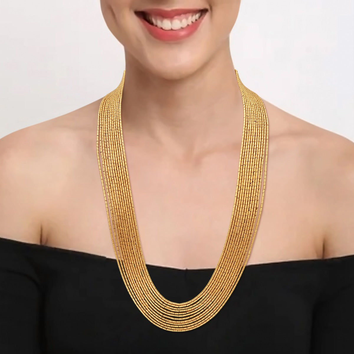 Simple Wired Long Gold Necklace
