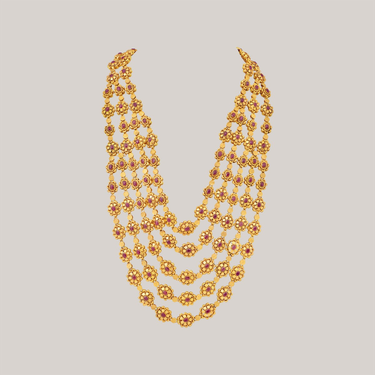 Garden Of Flowers Long Gold Necklace