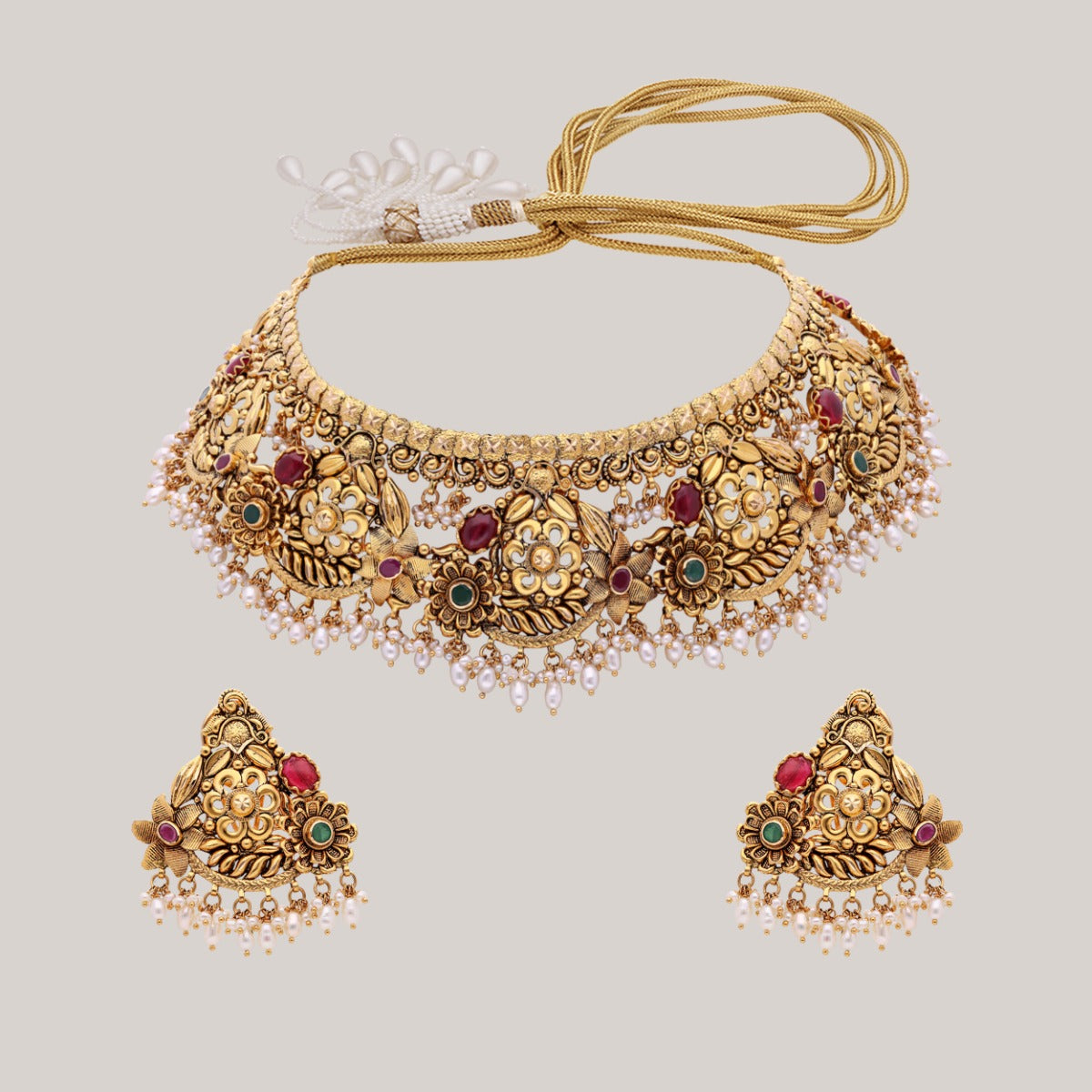 Rose Blossom Gold Necklace Set