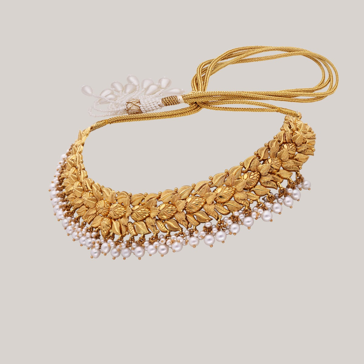 Cascading Leaf Gold Necklace Set
