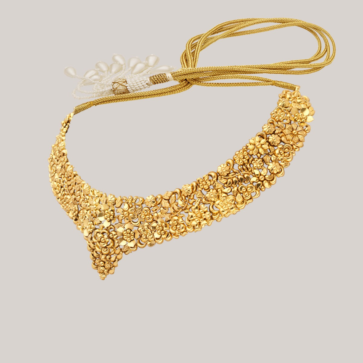 Opulent Floral Cascade Gold Necklace Set