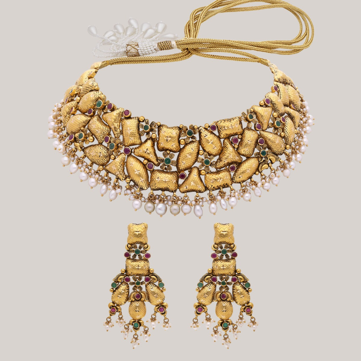Textured Treasure Gold Necklace Set