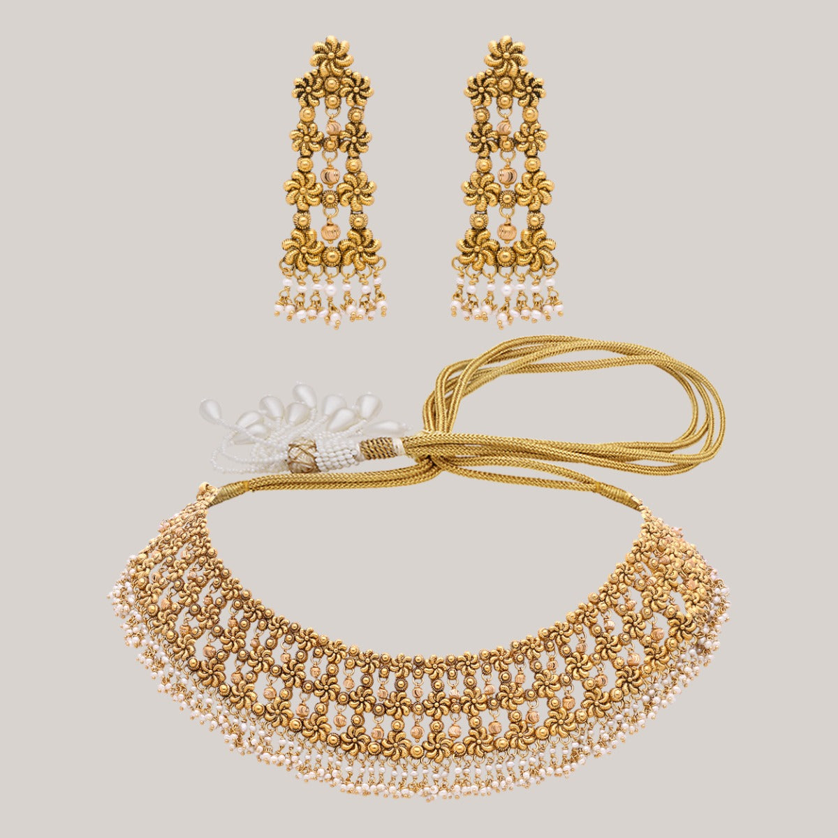 Delicate Filigree Gold Choker Set