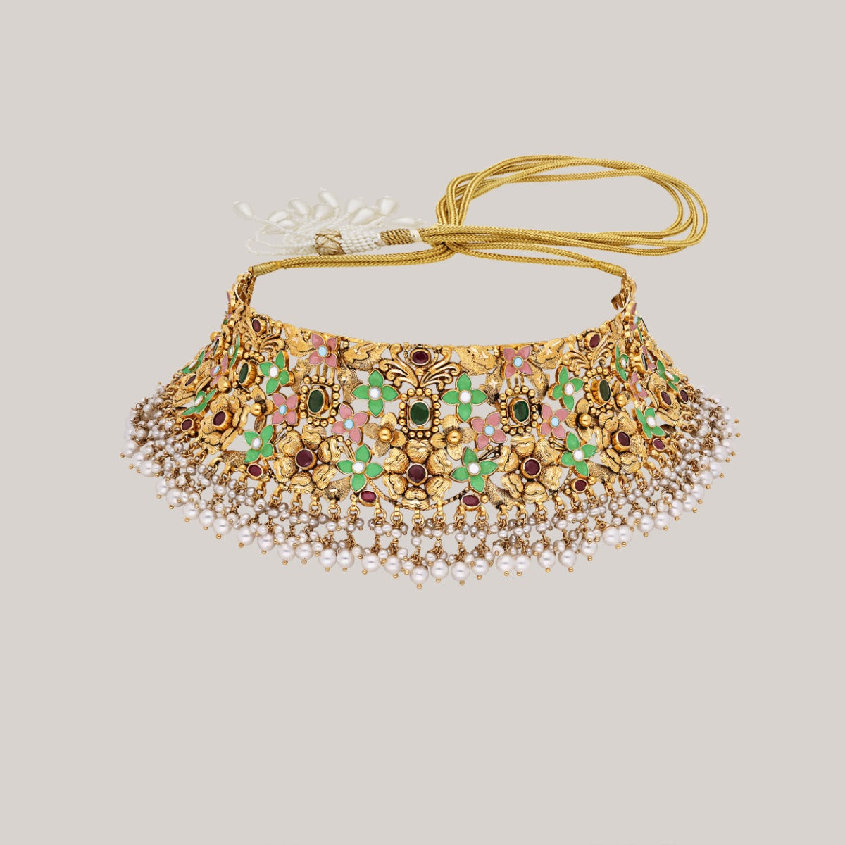 Floral Meenakari Gold Choker Set