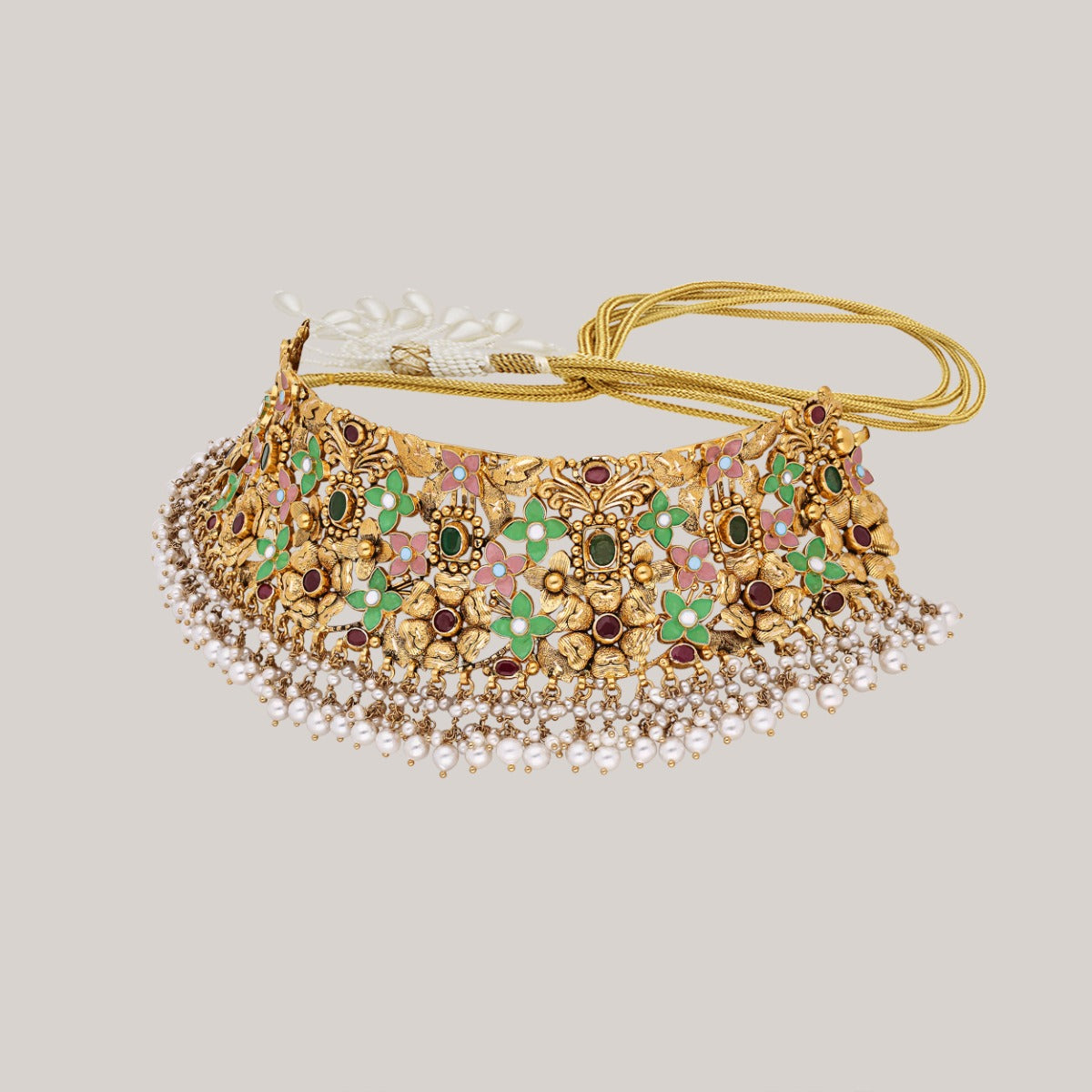 Floral Meenakari Gold Choker
