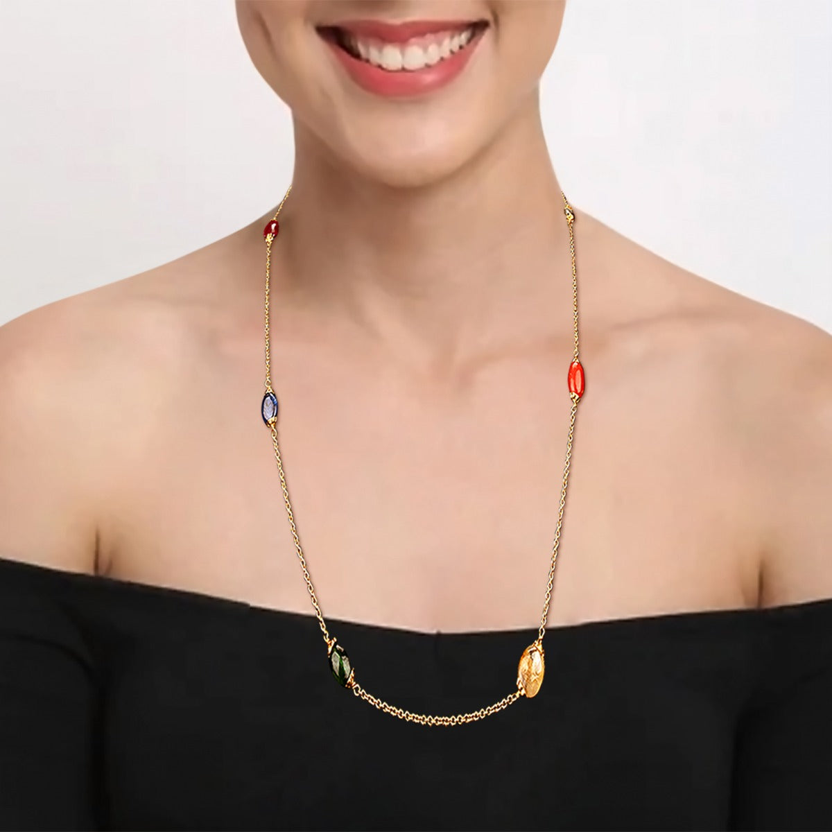 Classic Navratna Gold Chain