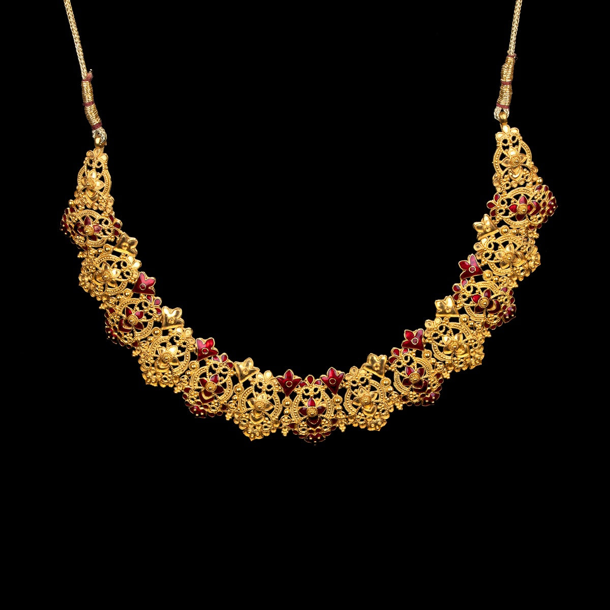Pink Tazzled Gold Necklace