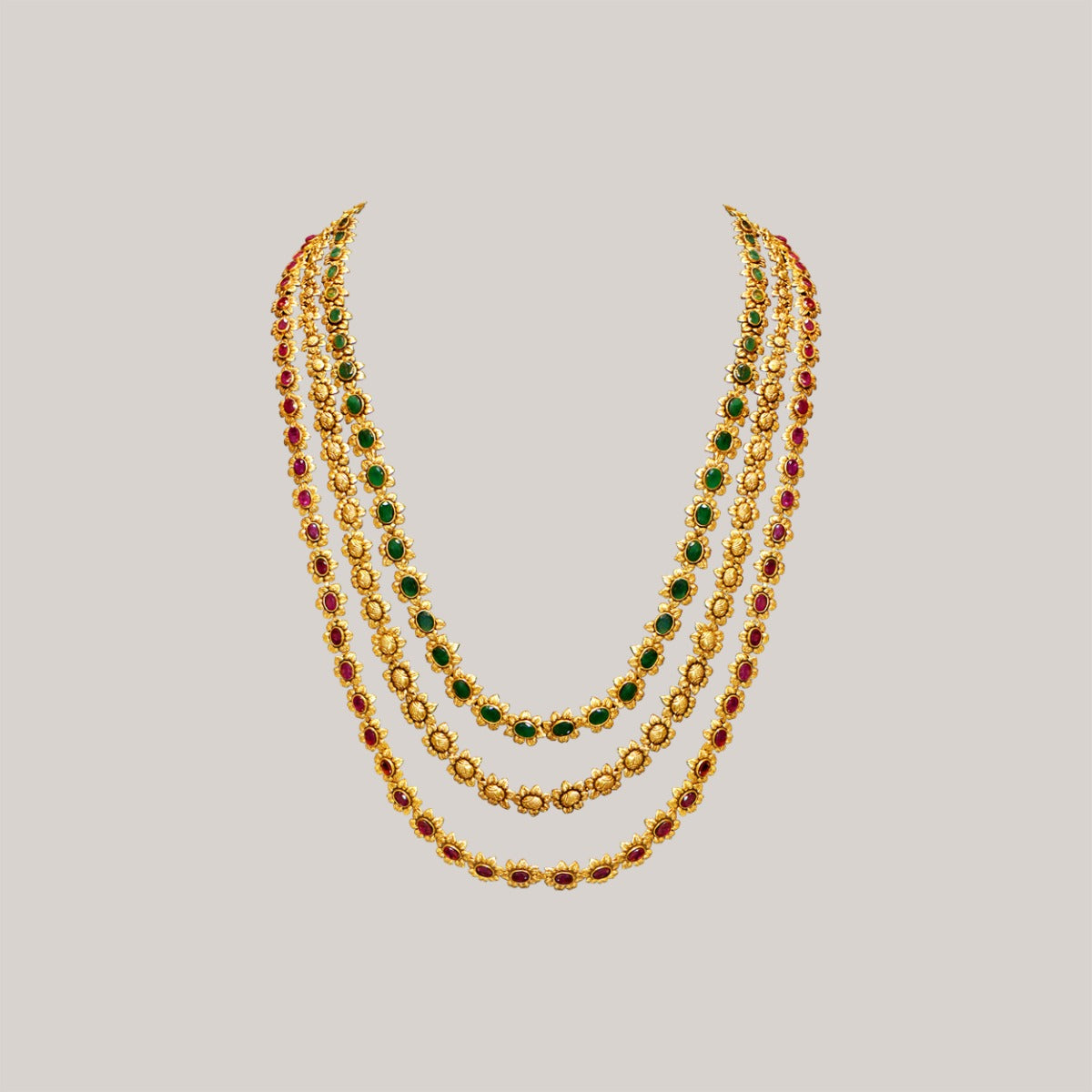 Stone Studded Rustic Gold Necklace