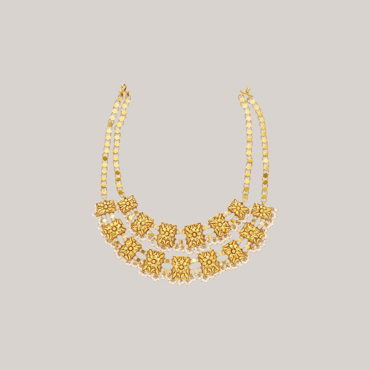 Double Triad Gold Necklace