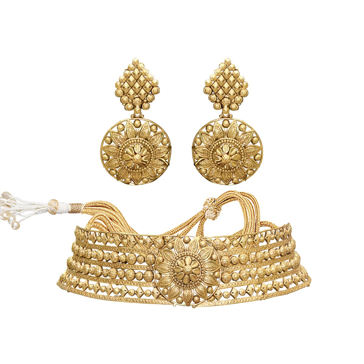 Flushed Blooming Sun Gold Choker Set