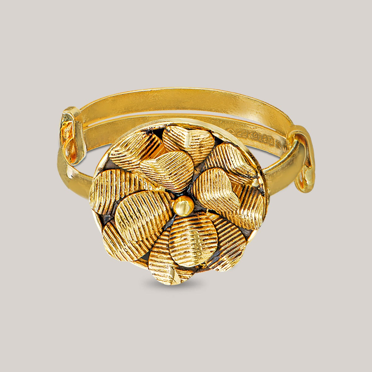 Ruled Petals Gold Ring