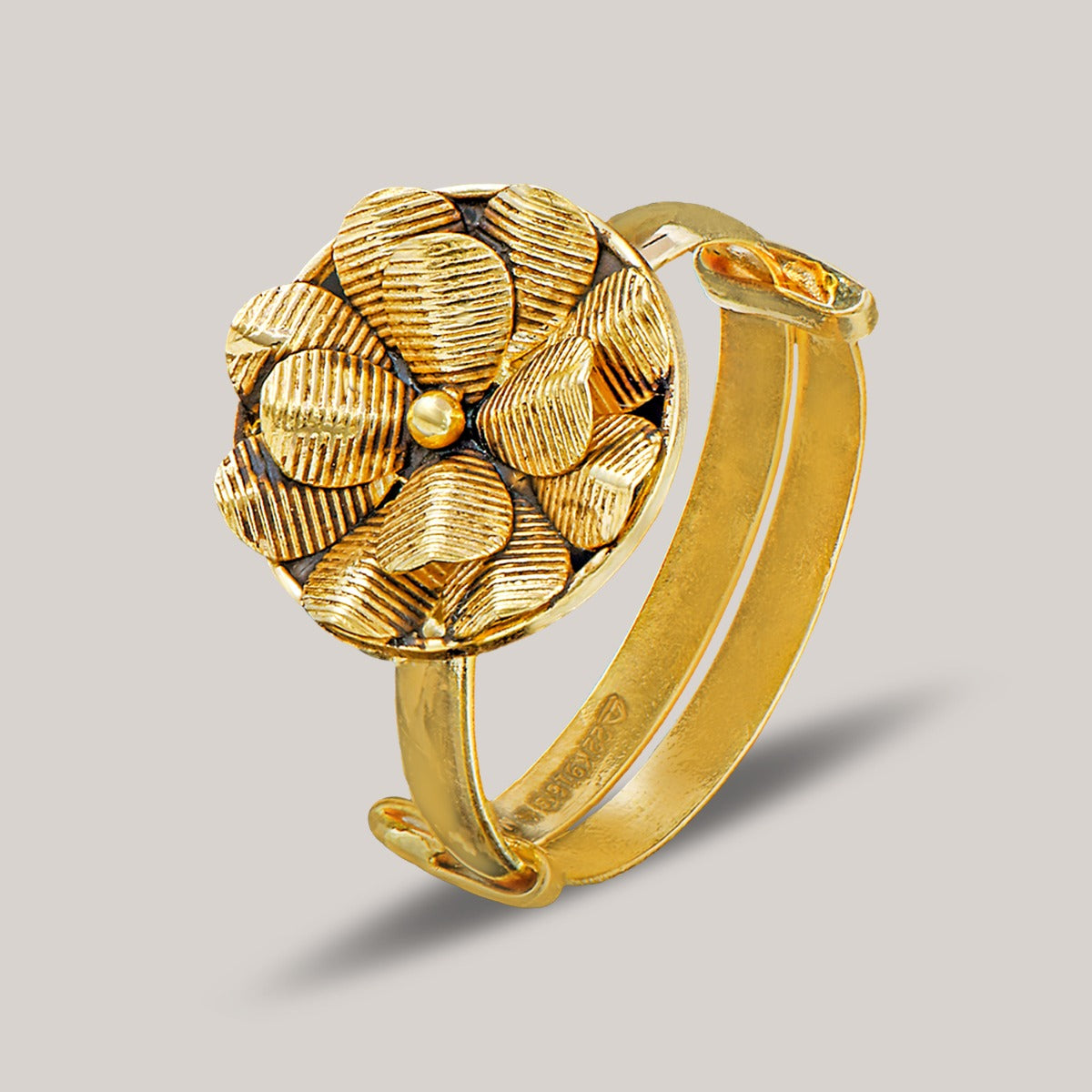 Ruled Petals Gold Ring