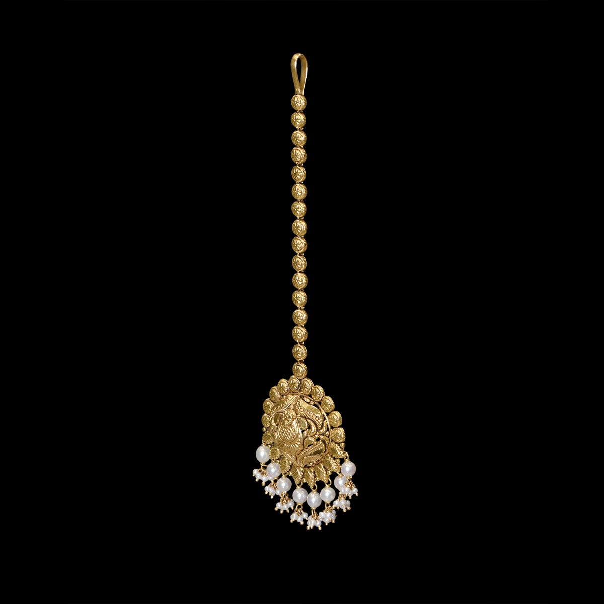 Stringed Rounds Gold Maang Tikka