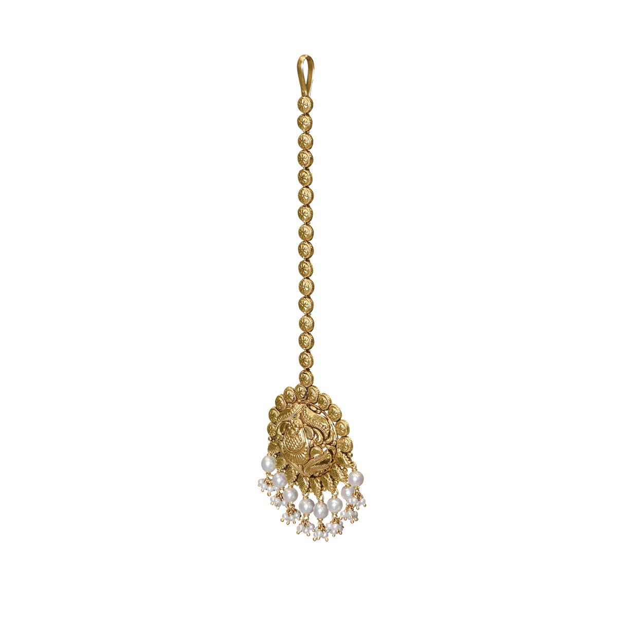 Stringed Rounds Gold Maang Tikka