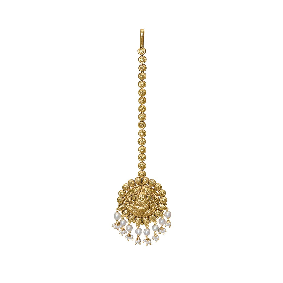 Stringed Rounds Gold Maang Tikka