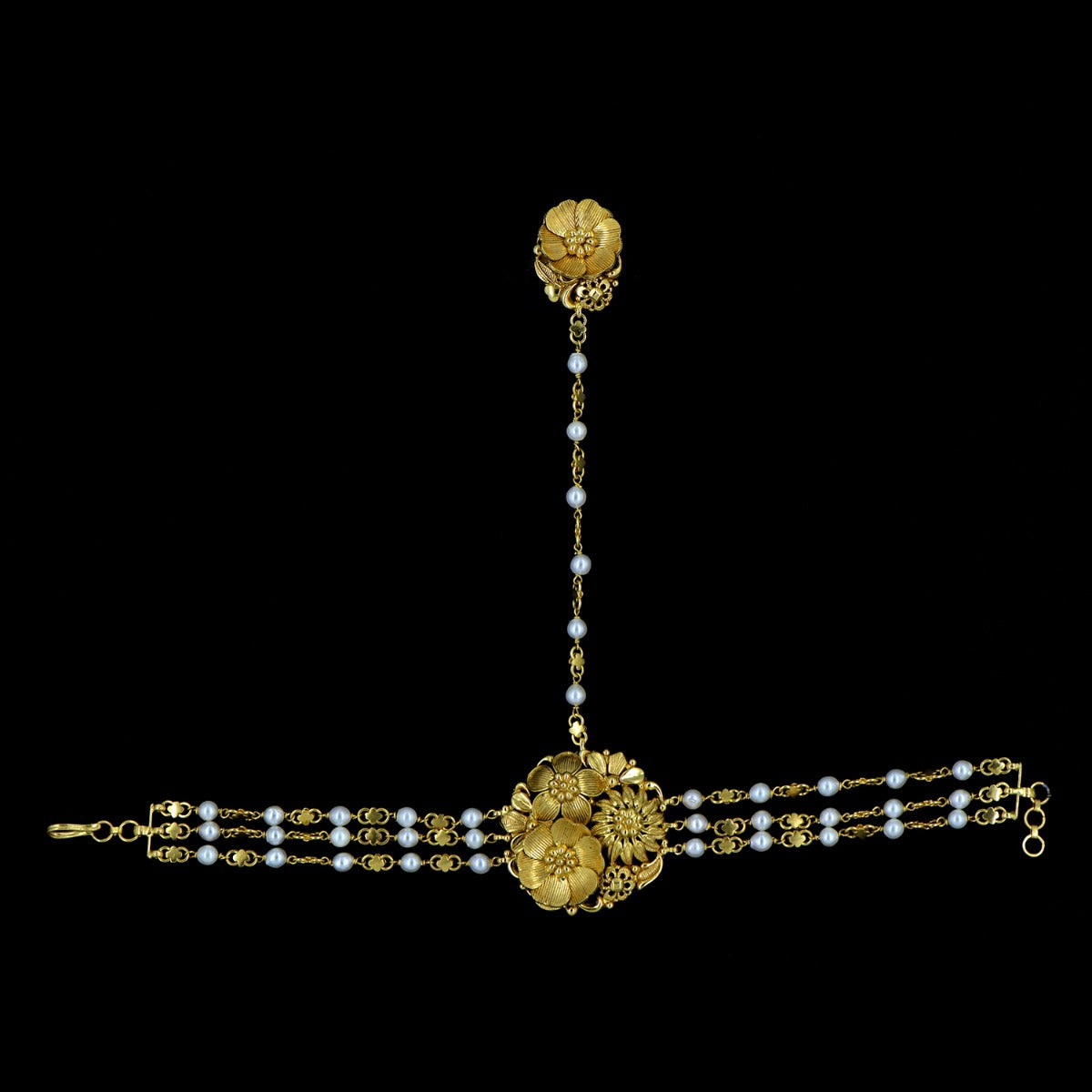 Bunched Floral Gold Haathphool