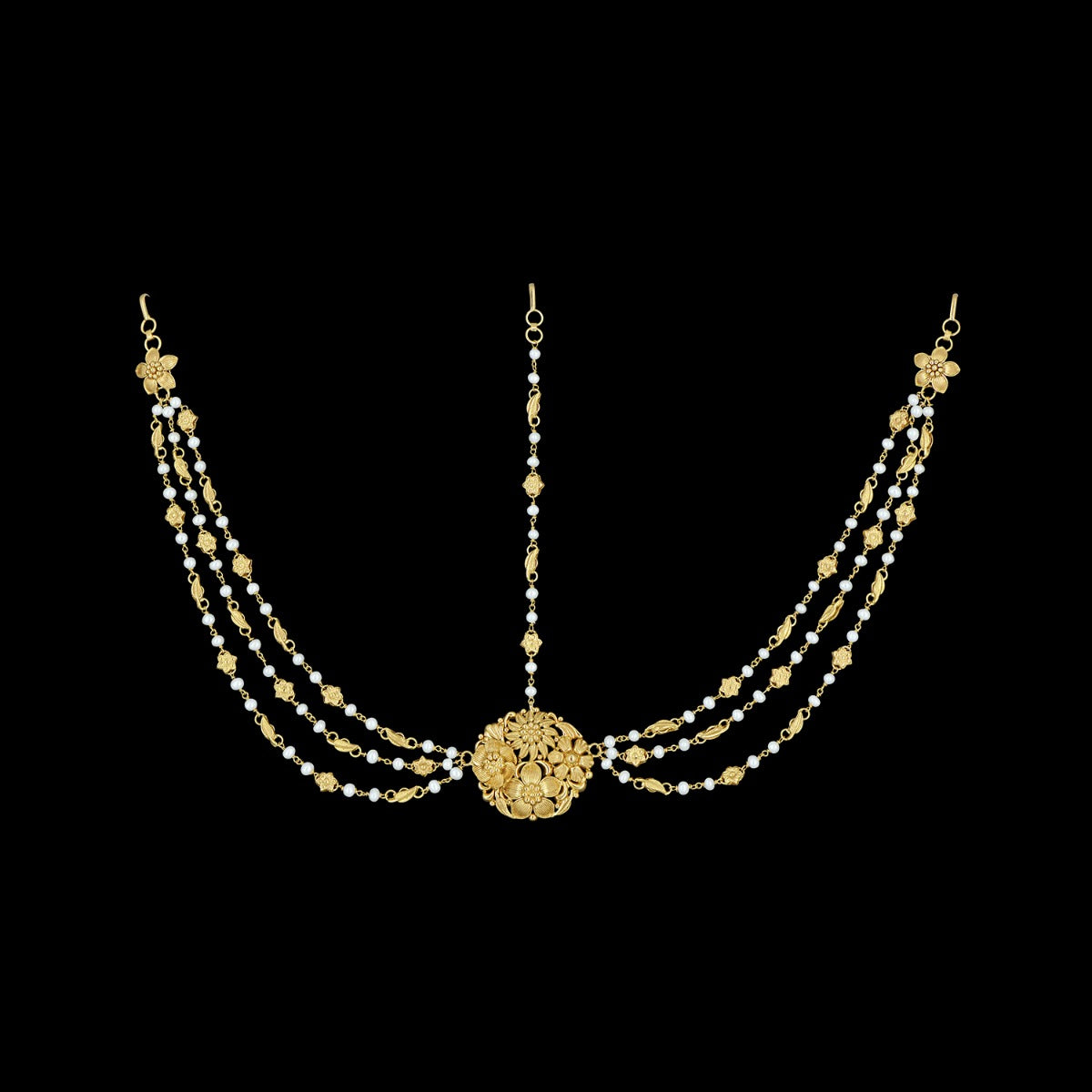 Rounded Gold Bindi Maang Tiika