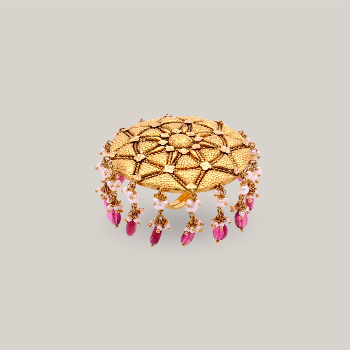 Pink Petal Carousel Gold Ring