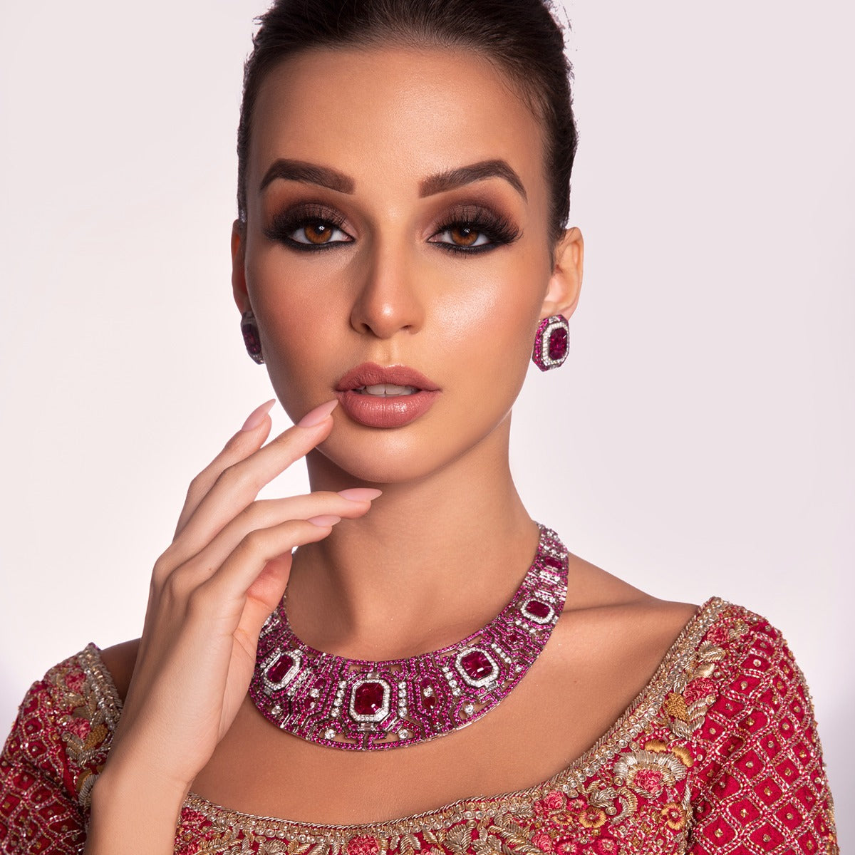 Ruby Diamond Necklace Set