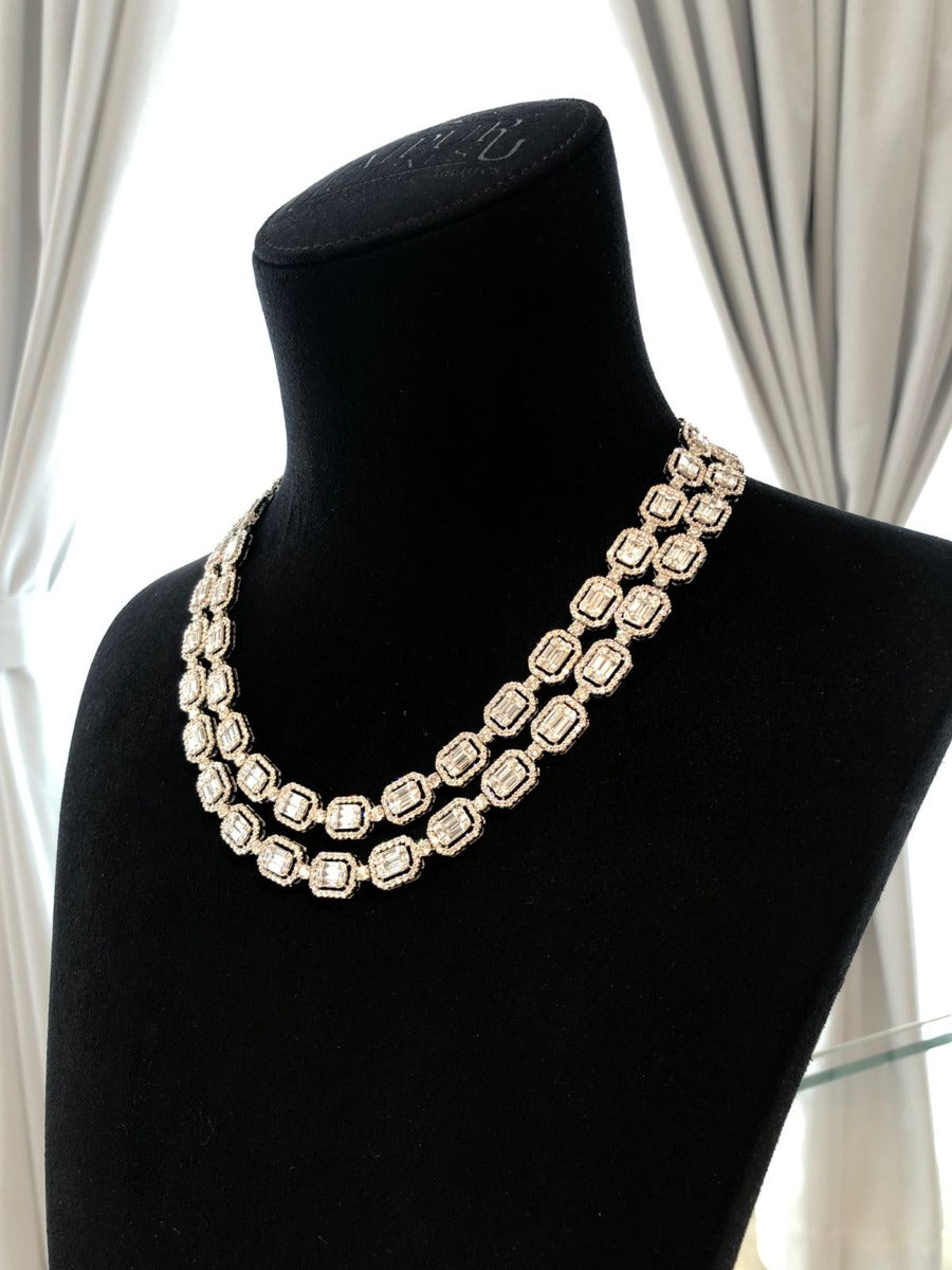 Octagon Double Ringed Diamond Necklace