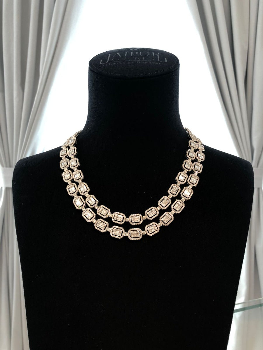 Octagon Double Ringed Diamond Necklace