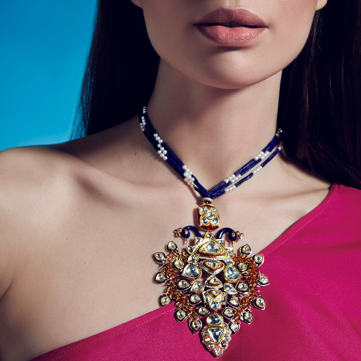 Peacock Heads Polki Pendant