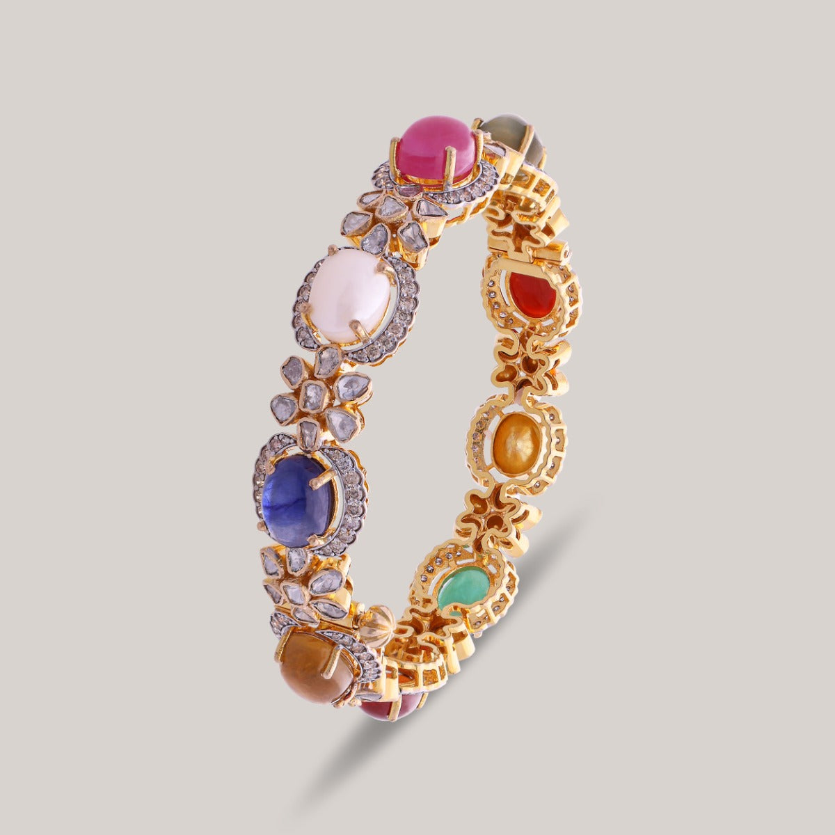 Rainbow Royale Polki Bangle Set