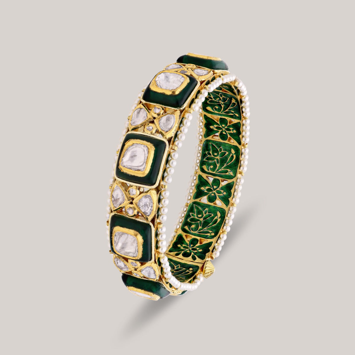 Jade Majesty Polki Bangle Set