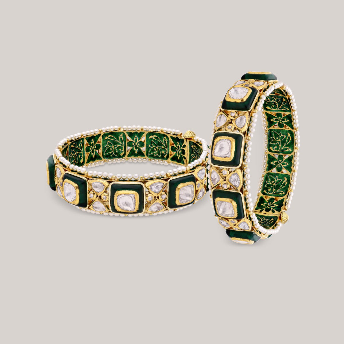 Jade Majesty Polki Bangle Set
