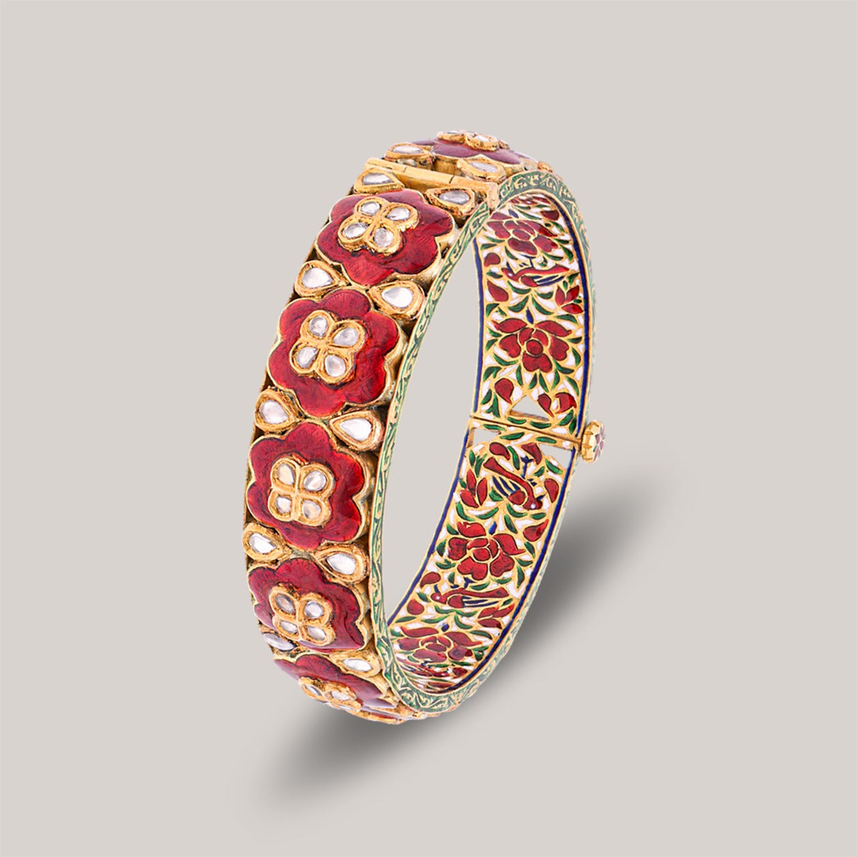 Enamel Blossom Polki Bangle