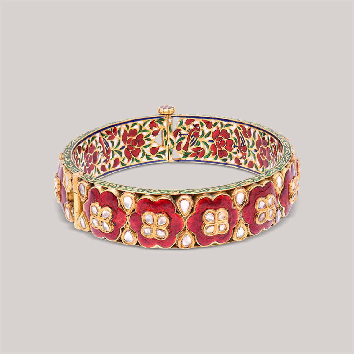 Enamel Blossom Polki Bangle