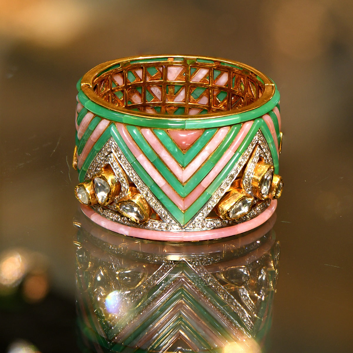Edgy Design Polki Bangle